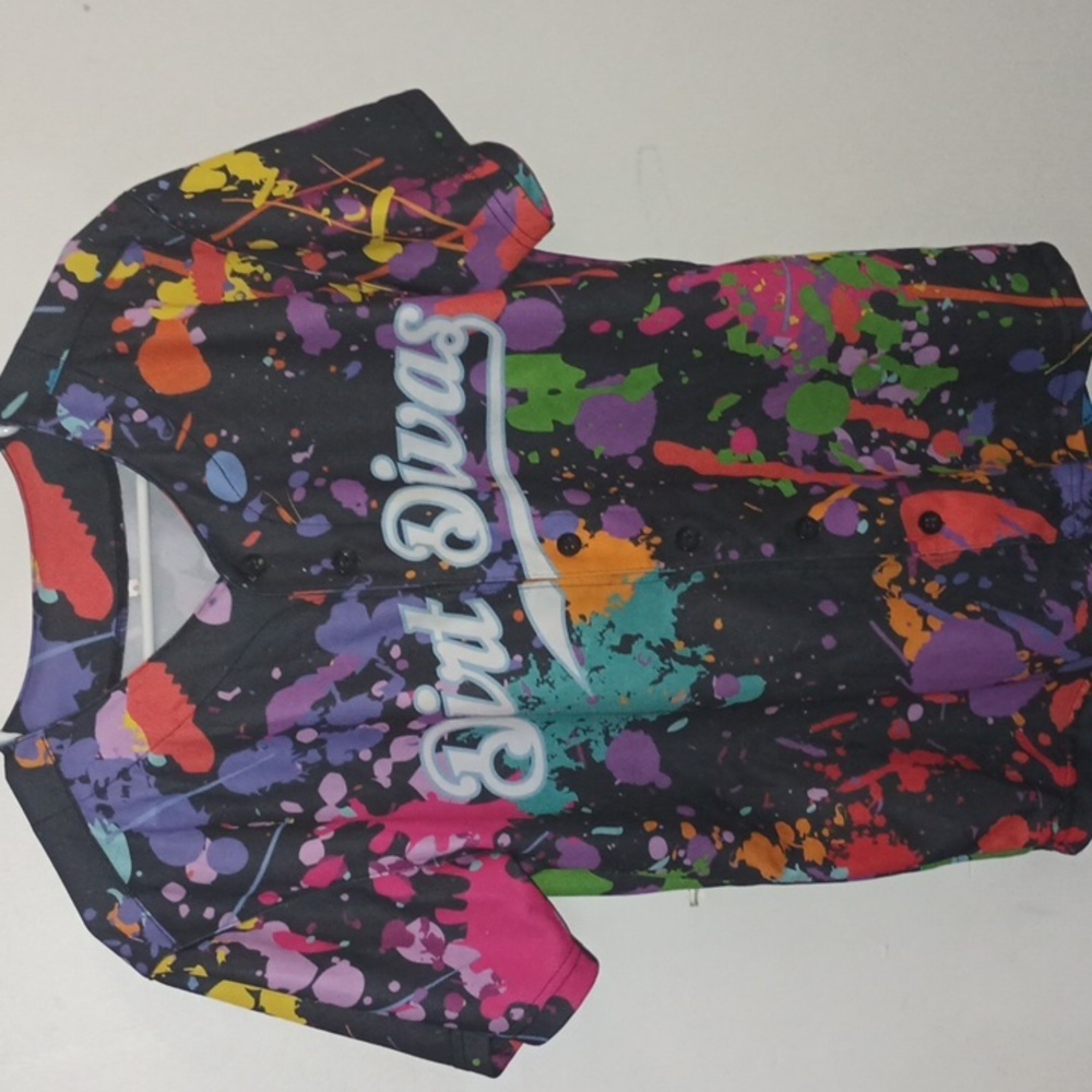 Dirt Divas button down jersey great for costume or fun glow party gear .
